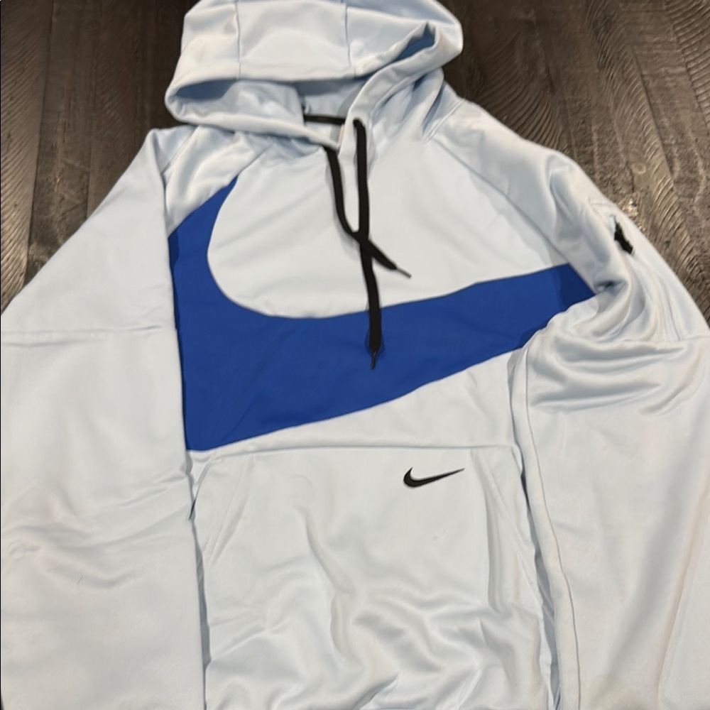 Nike Light Blue and White Hoodie